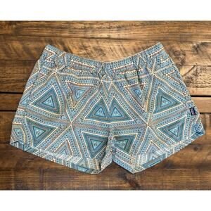 Patagonia Women's Barely Baggies Shorts in Blue Aztec Print Size Large 2.5"